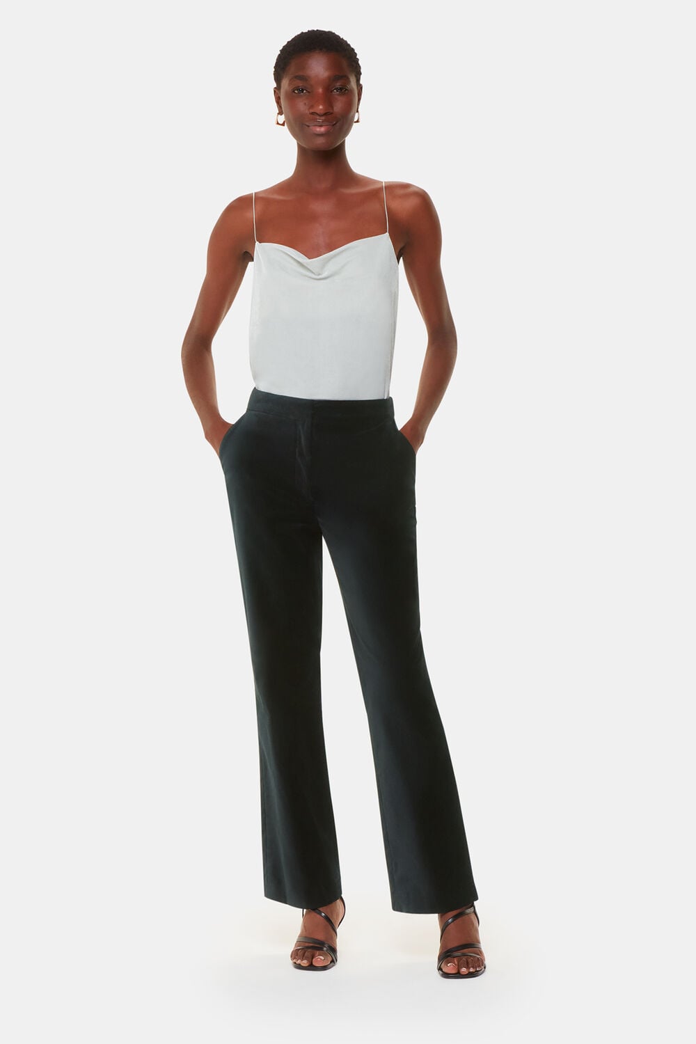 Black Helena Velvet Straight Pants&nbsp;