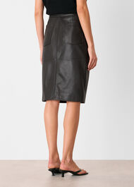 Leather Front Split Midi Skirt