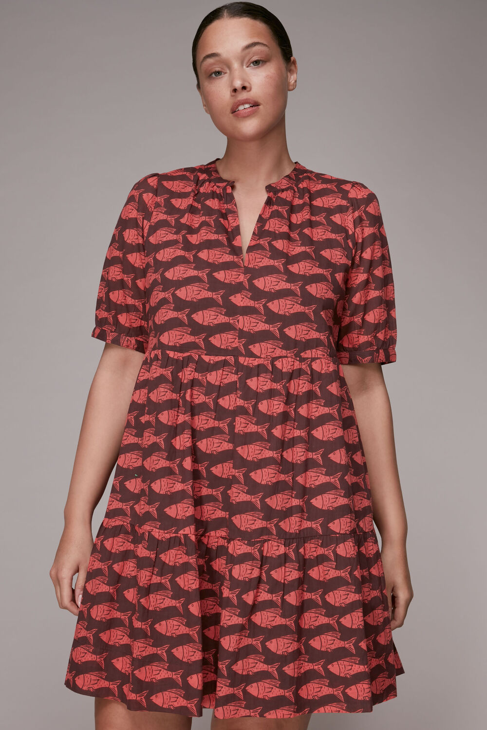 Pink Pisces Print Trapeze Dress
