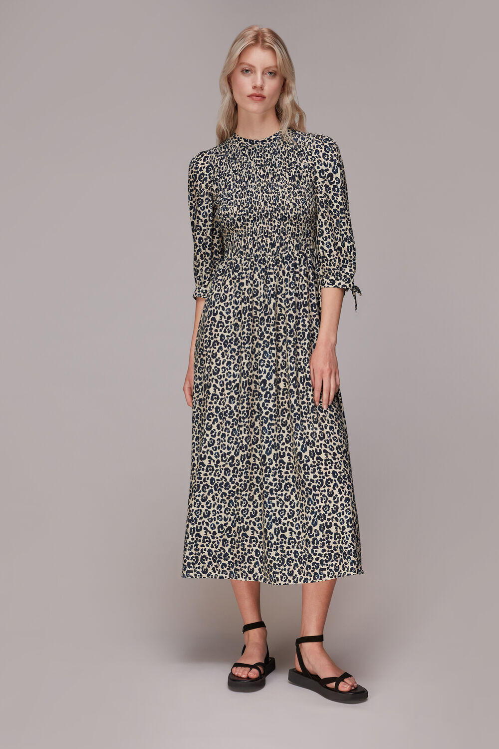 Cheetah Print Shirred Dress