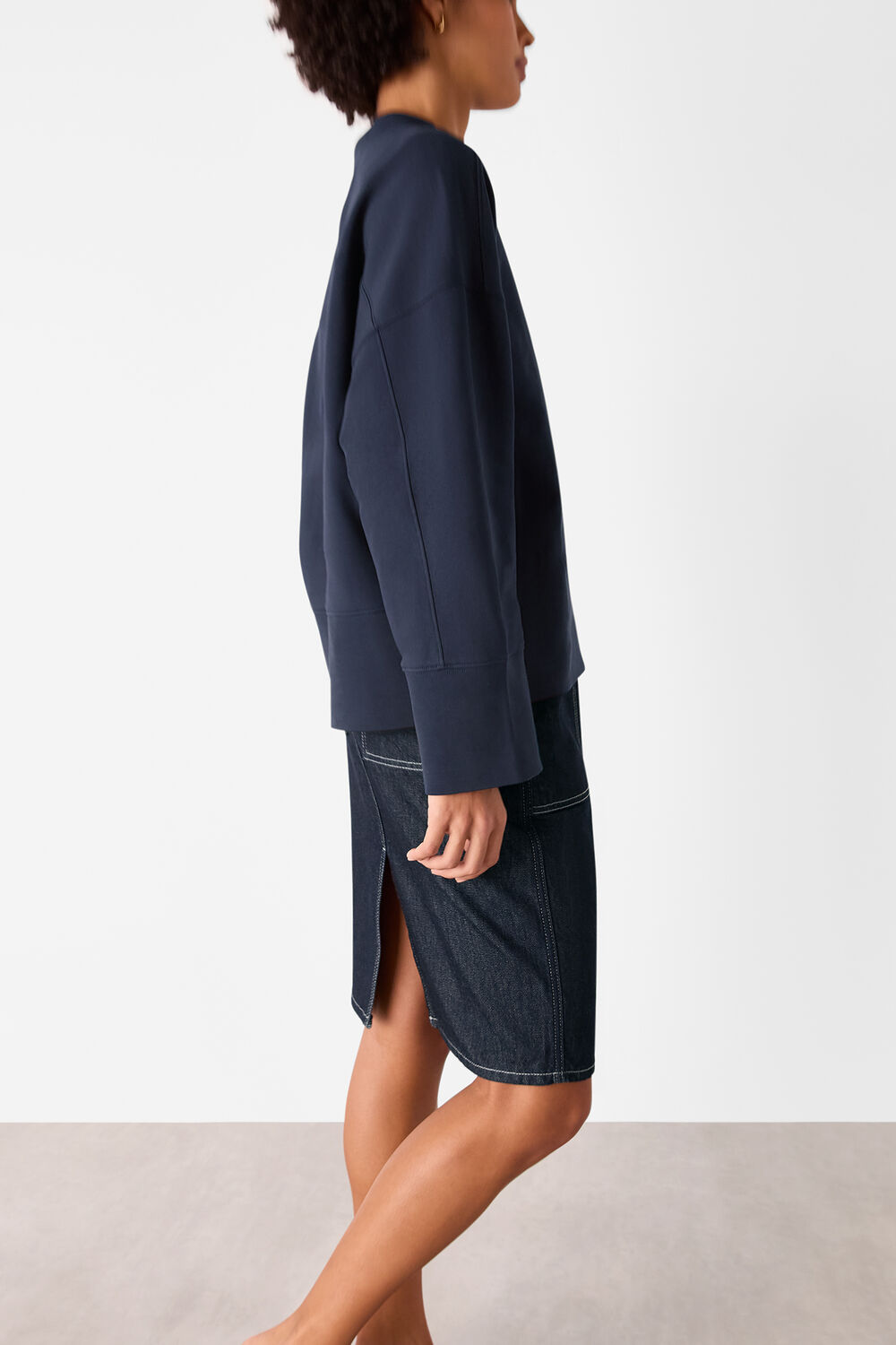 Rib Cuff Detail Jersey Sweat