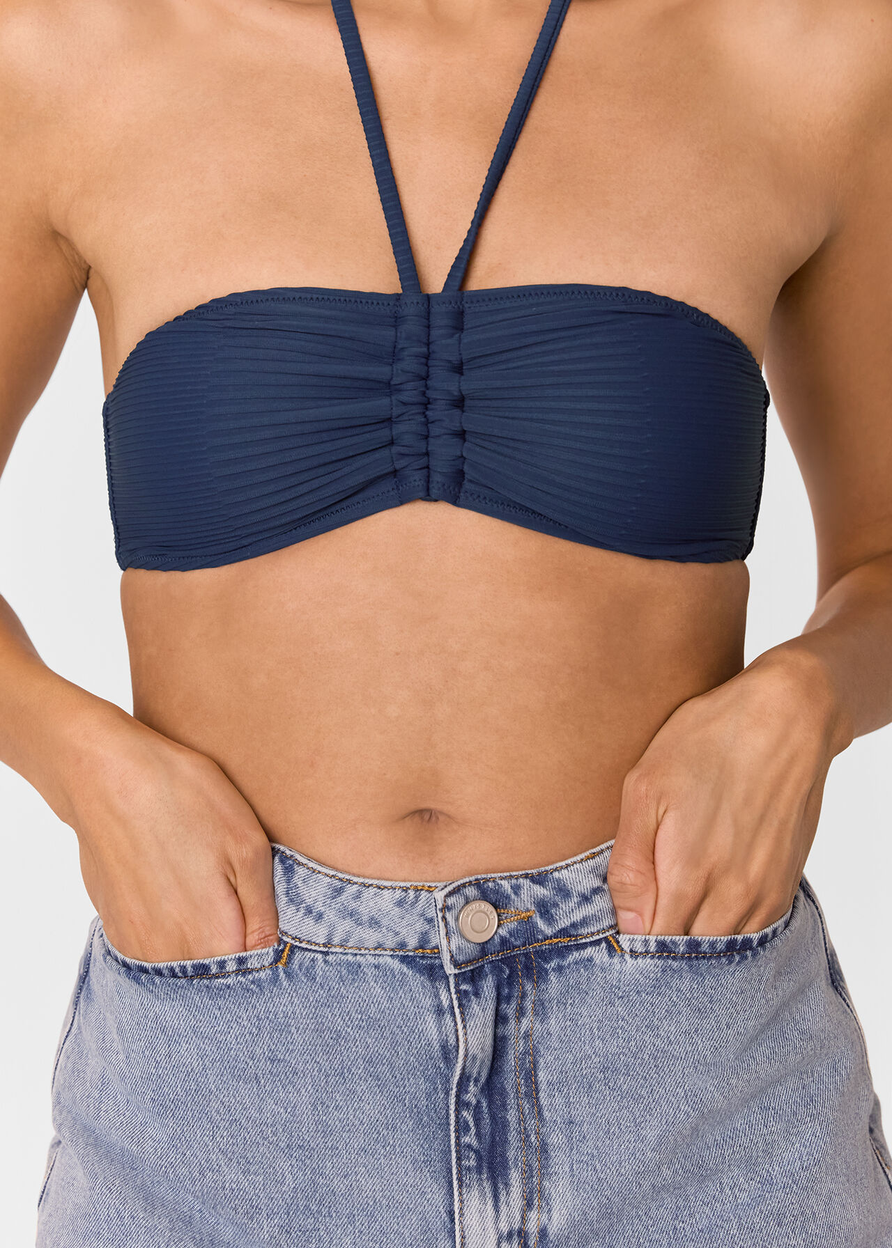 Mixed Rib Halter Bikini Top