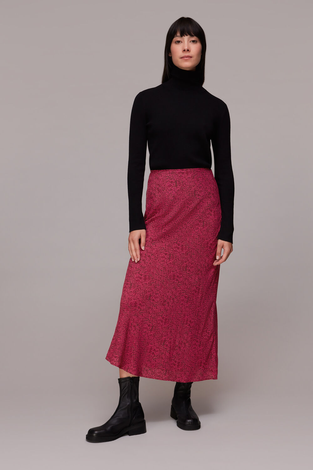 Pink Abstract Snake Bias Cut Skirt