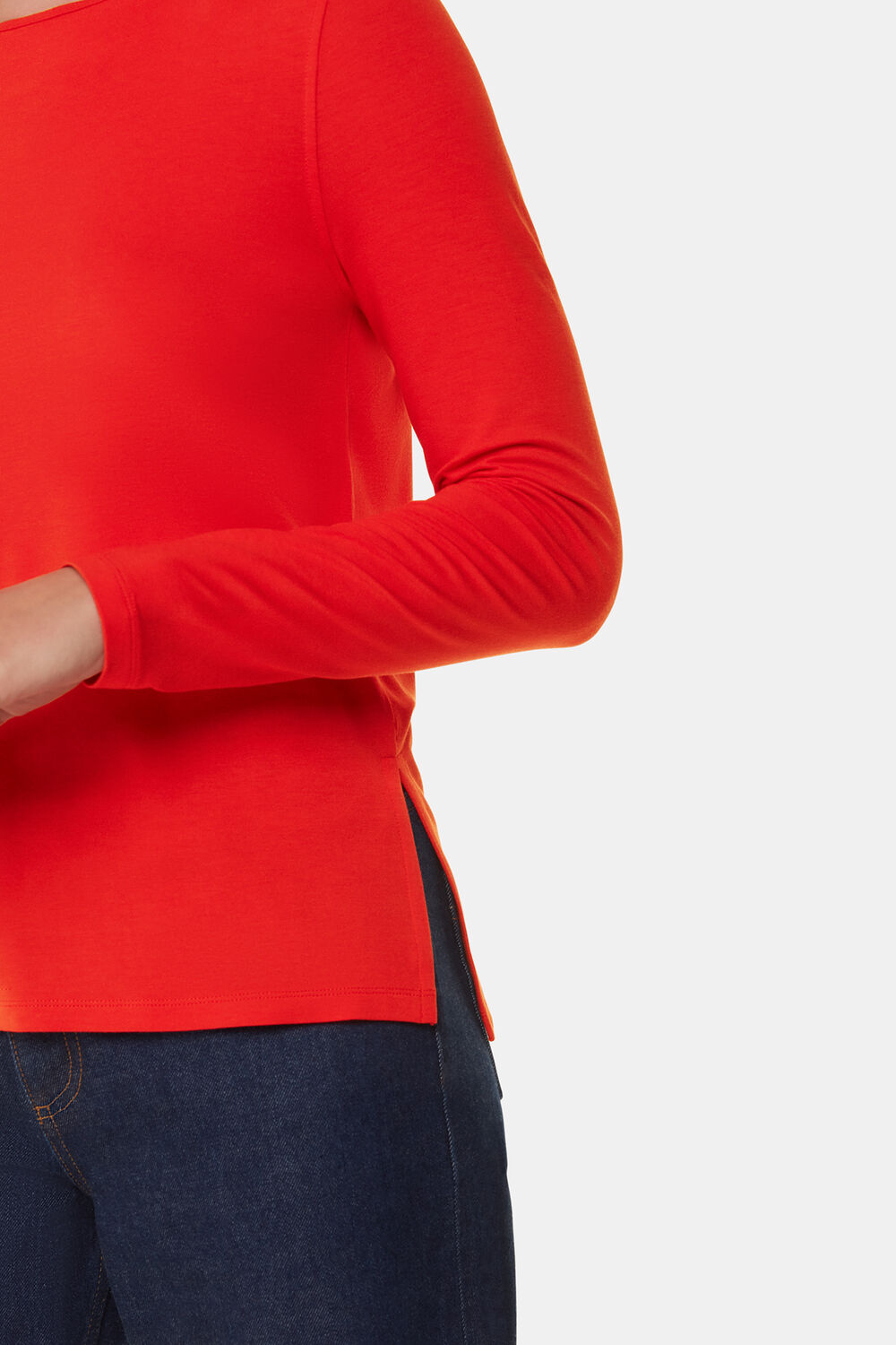 Slim Straight Neck Jersey Top