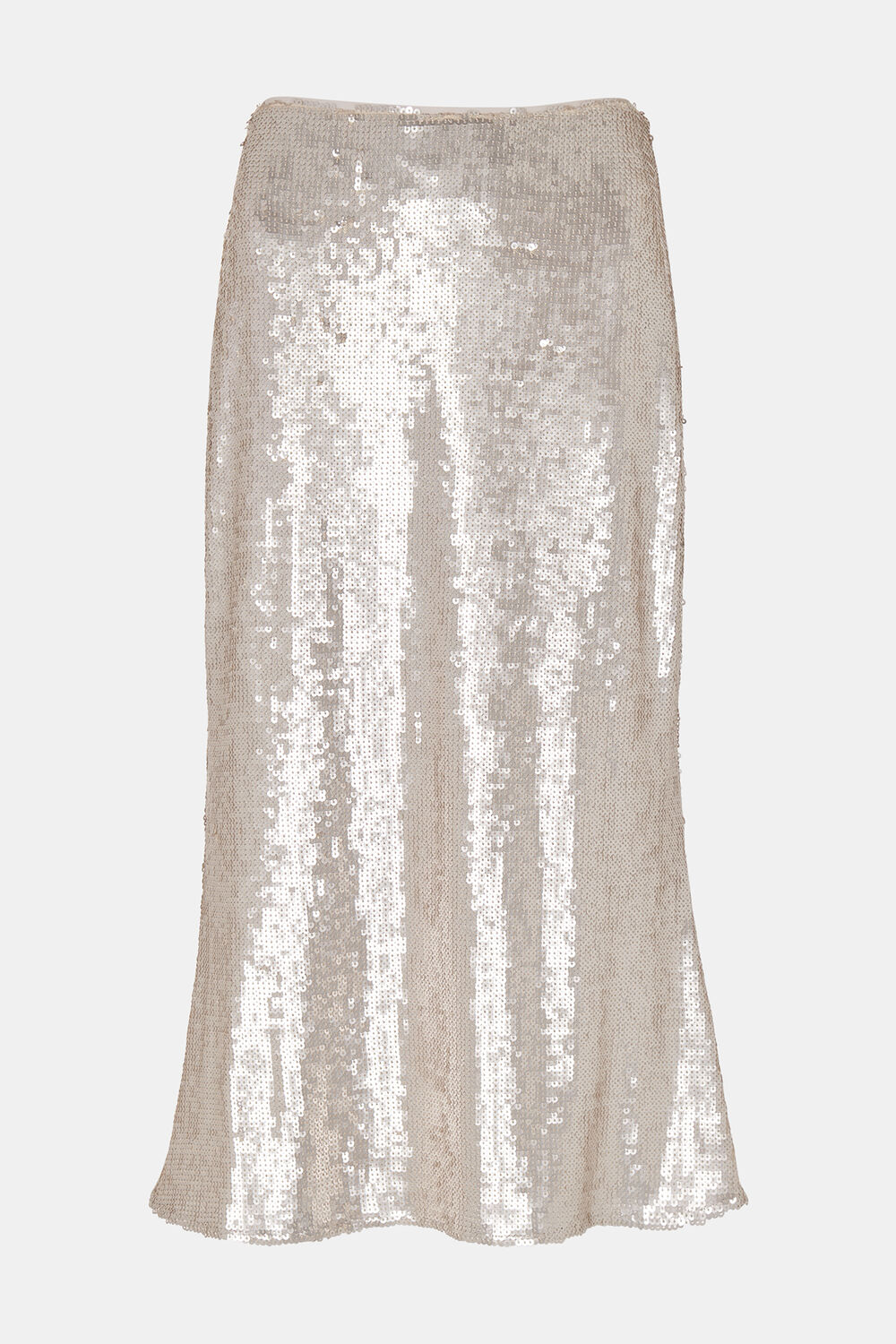 Silver Petite Sequin Midi Skirt