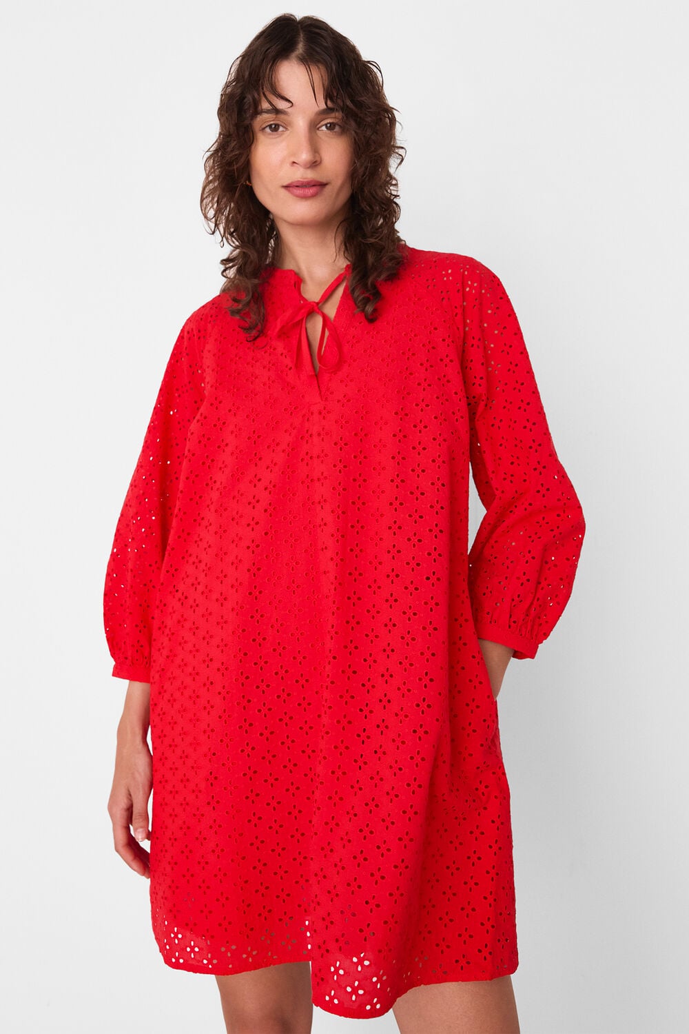 Broderie Cotton Mini Dress