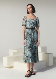 Midnight Tiger Pleated Dress