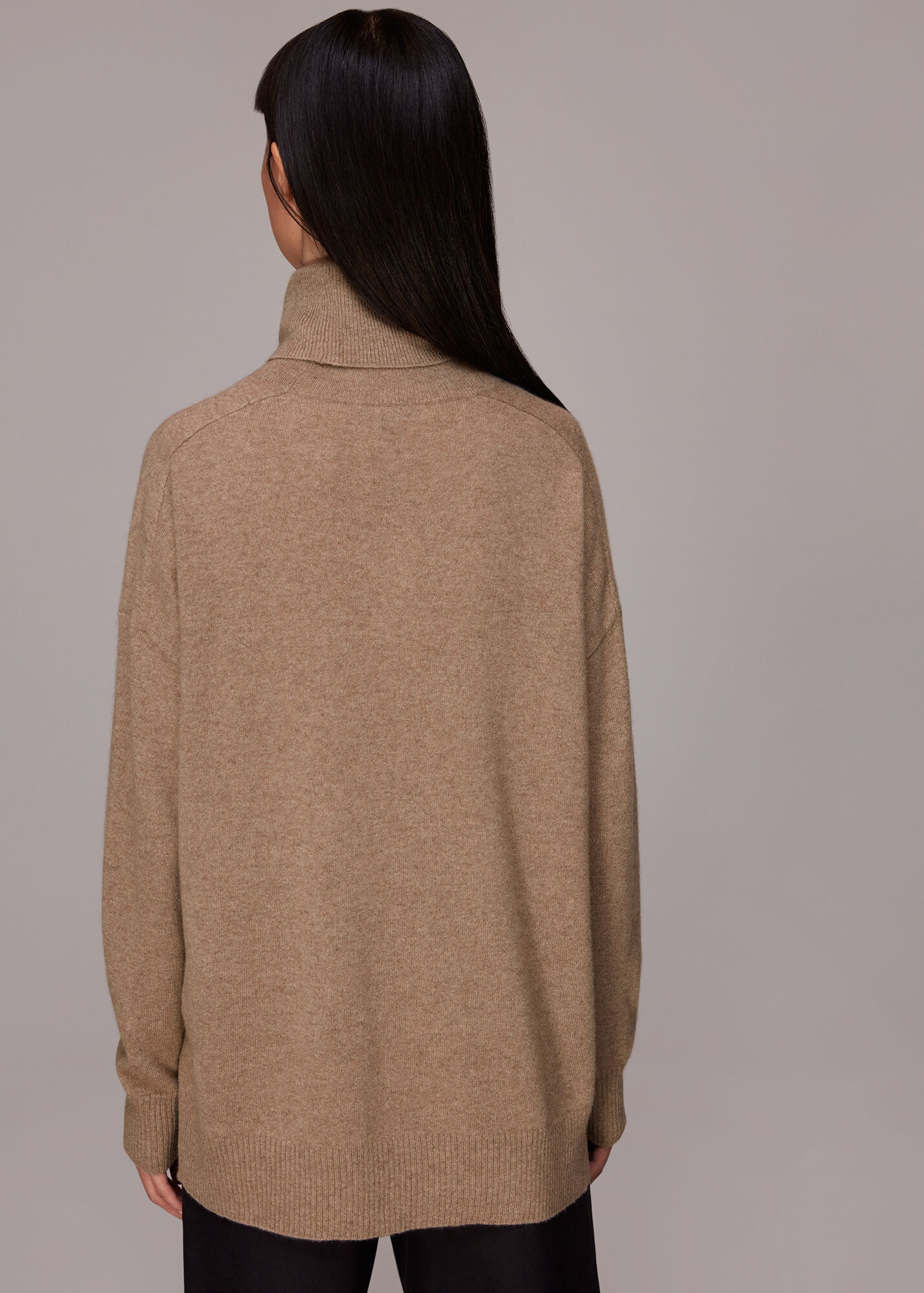 Oatmeal Cashmere Roll Neck Jumper WHISTLES