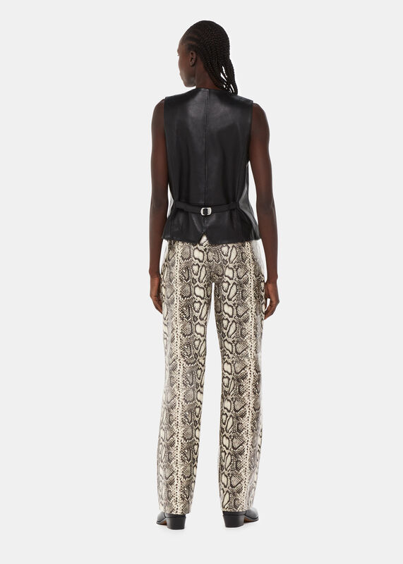 Multicolour Snake Print Leather Trousers