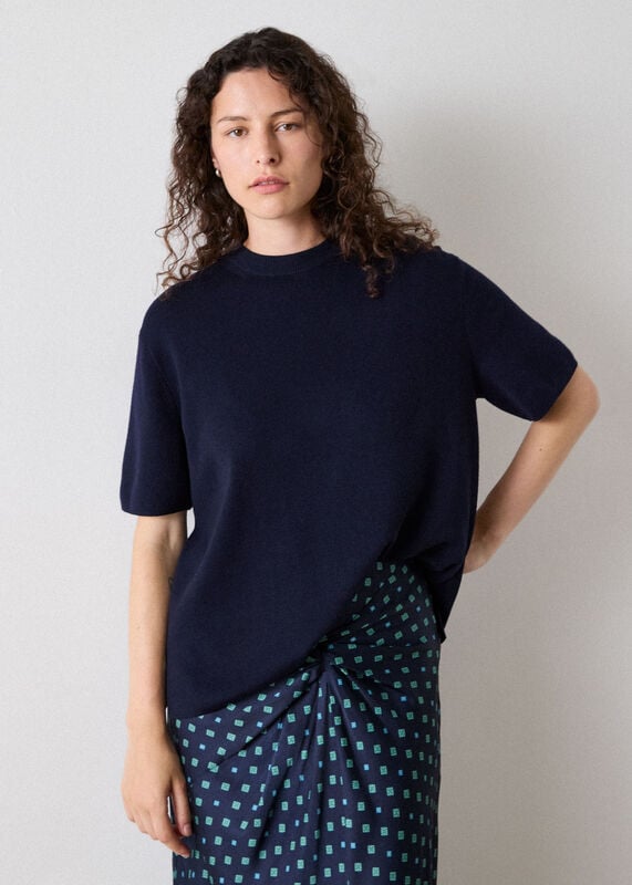 Navy Fine Knit T-Shirt