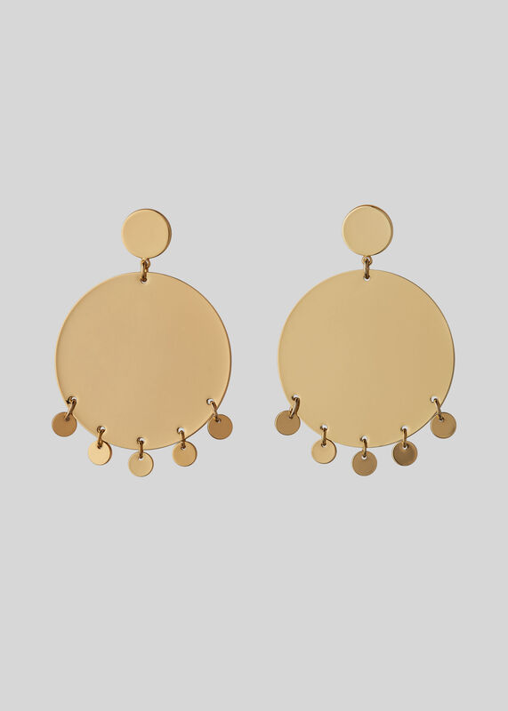 Coin Detail Solid Disc Earring
