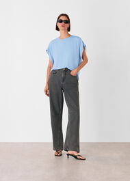 Short Sleeve Crepe Shell Top