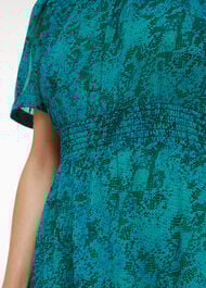 Petite Diagonal Snake Shirred Dress