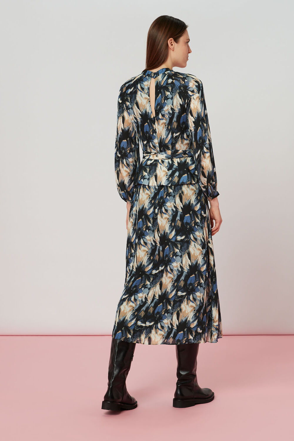 Storm Floral Silk Belted Dress