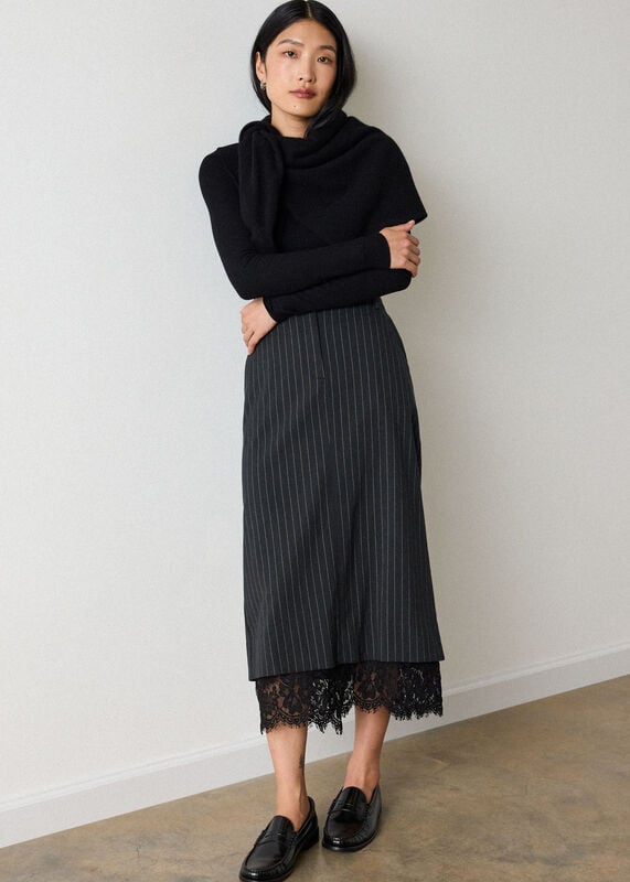 Black Essential Ribbed Crew