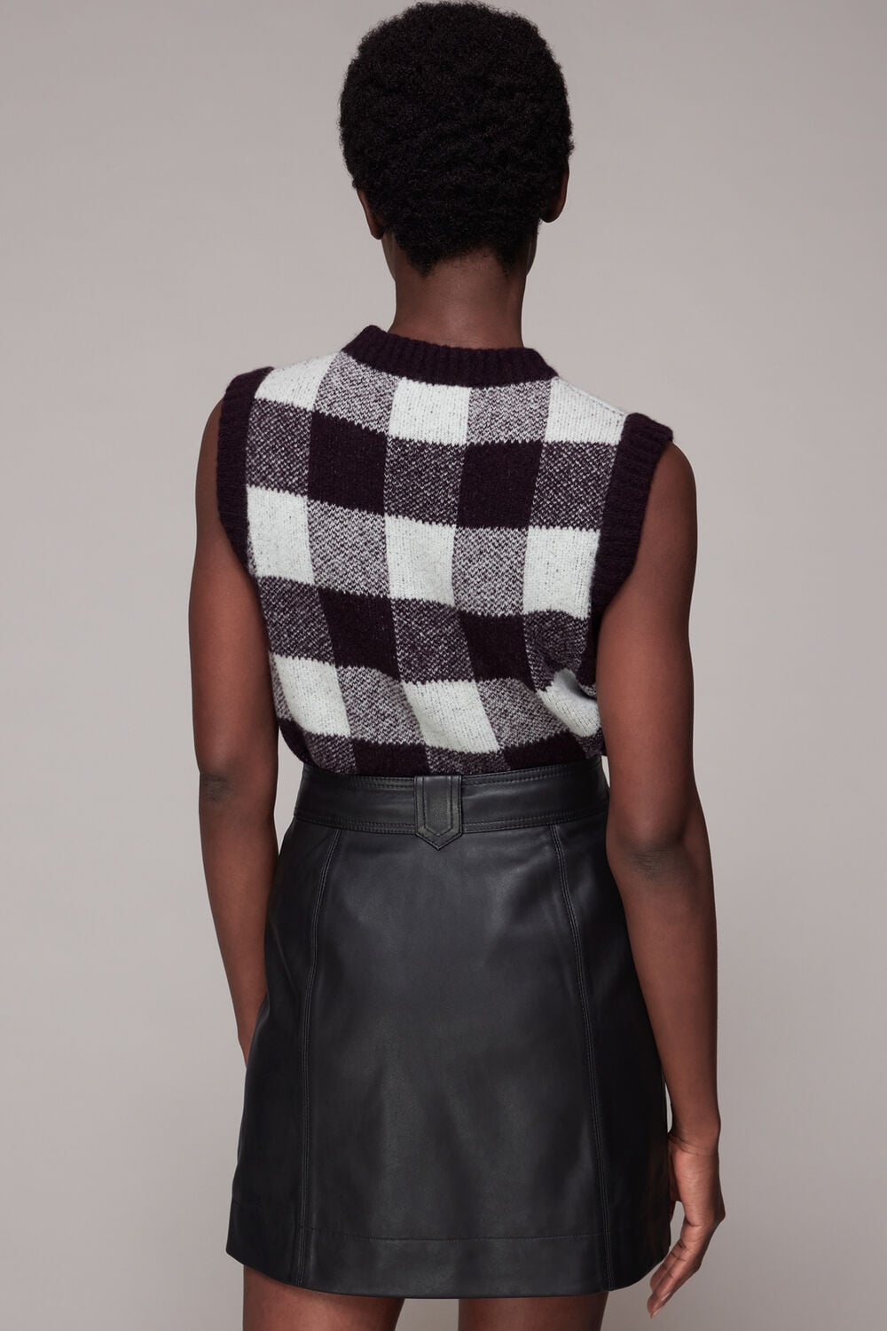 Zip Front Detail Leather Skirt