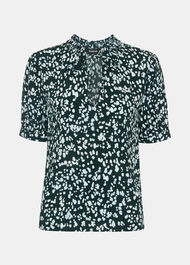 Animal Tie Neck Blouse