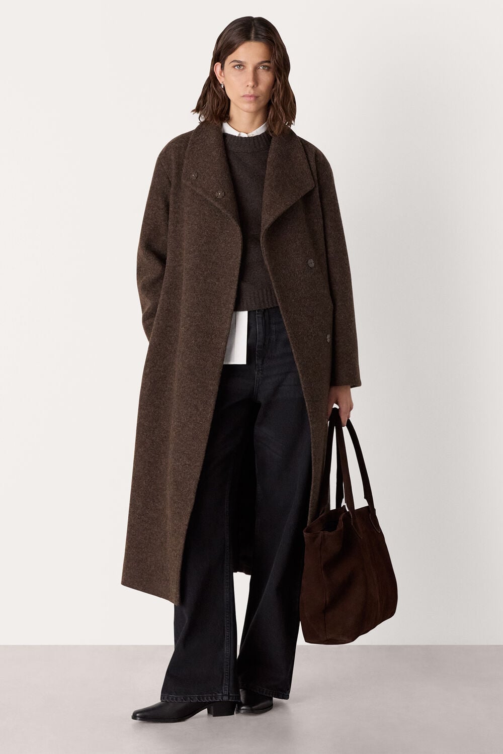 Taupe Morgan Funnel Neck Coat