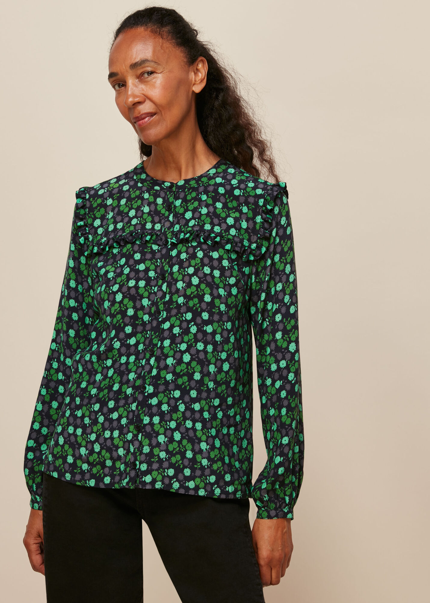 Green/Multi Winter Ditsy Printed Top | WHISTLES