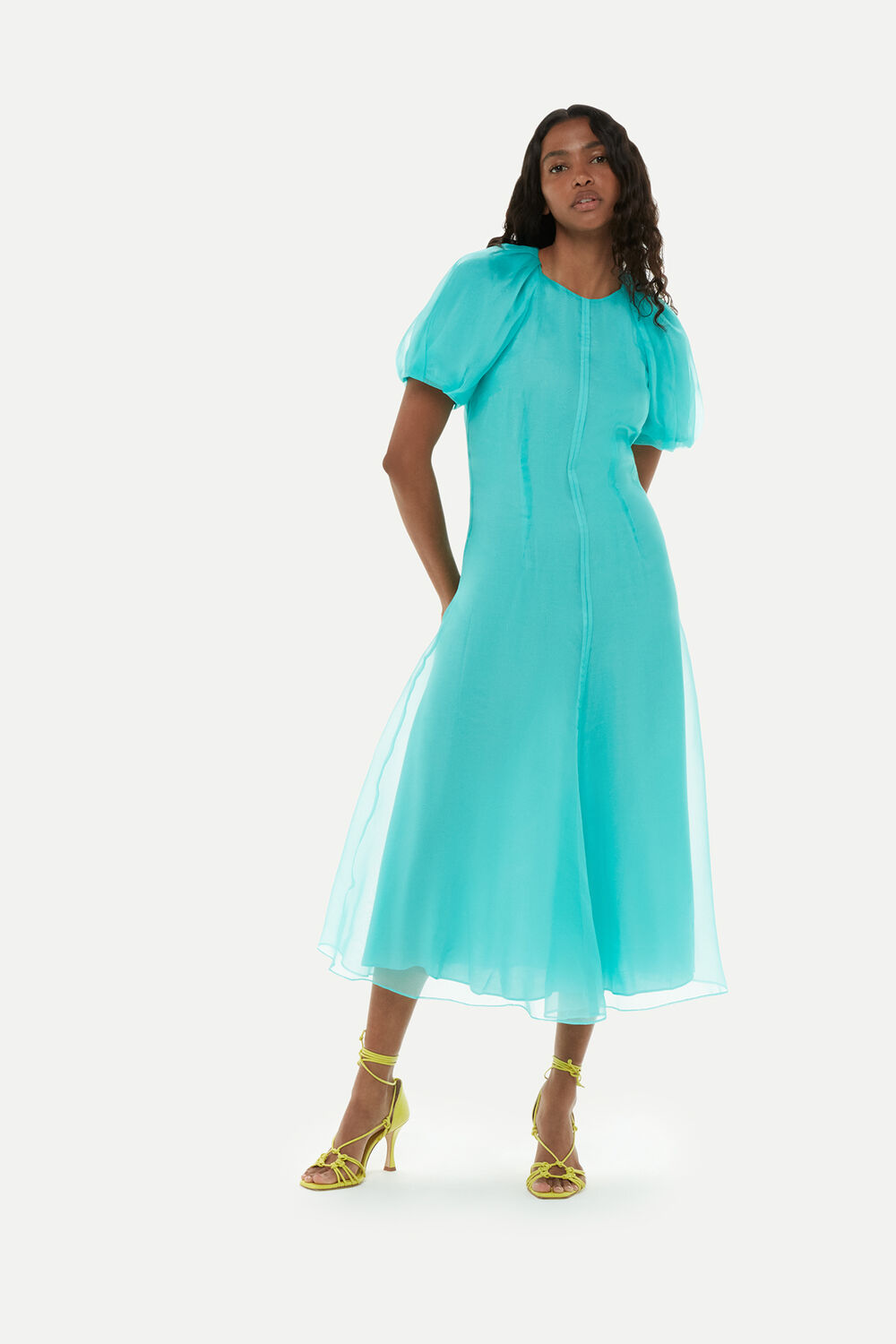 Organza Silk Puff Sleeve Dress