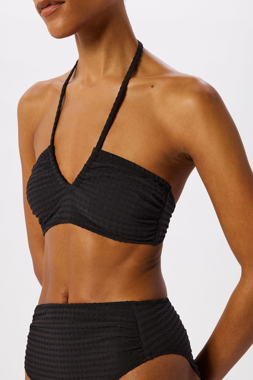 Textured Gingham Bikini Top