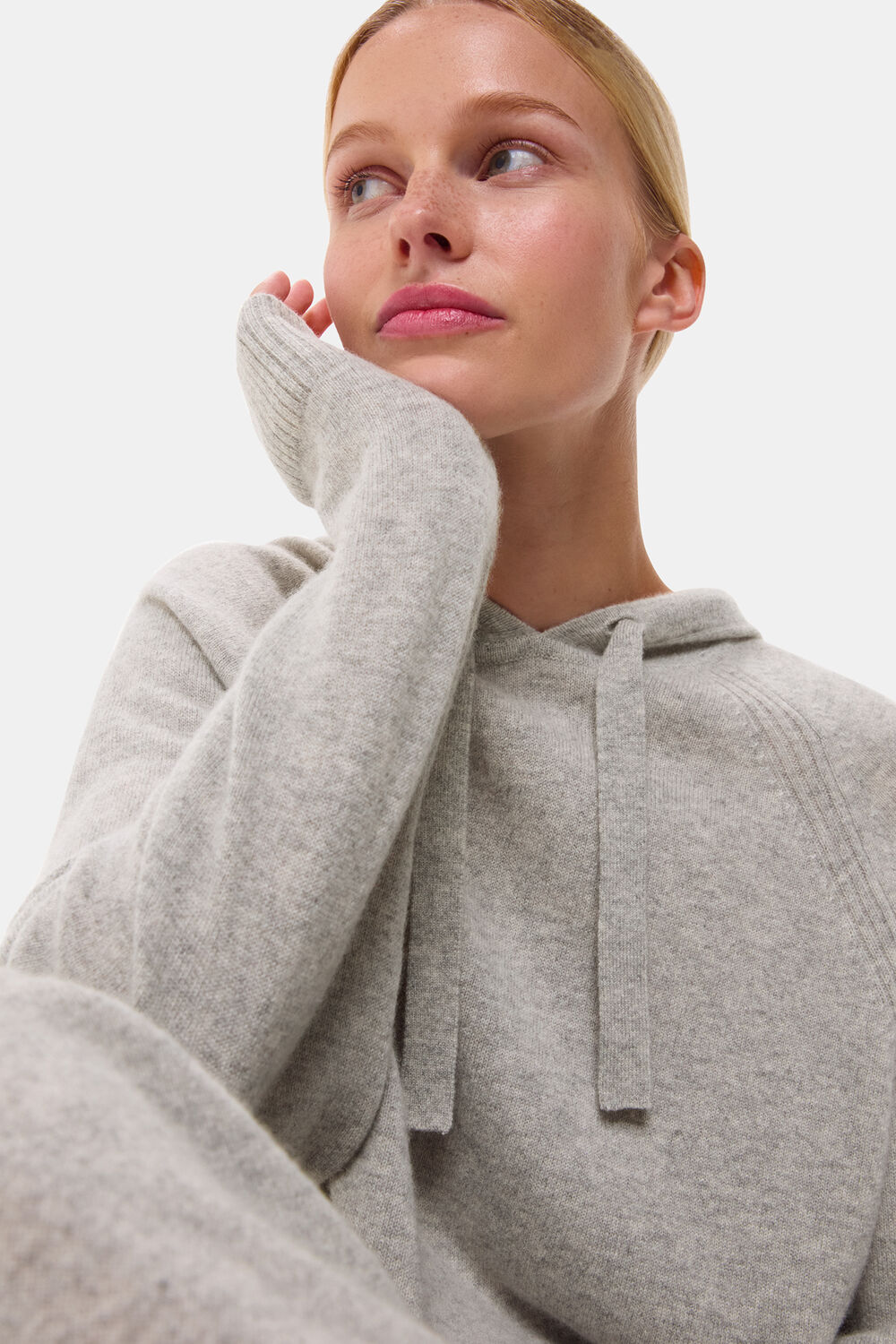 Grey Marl Cashmere Hoodie