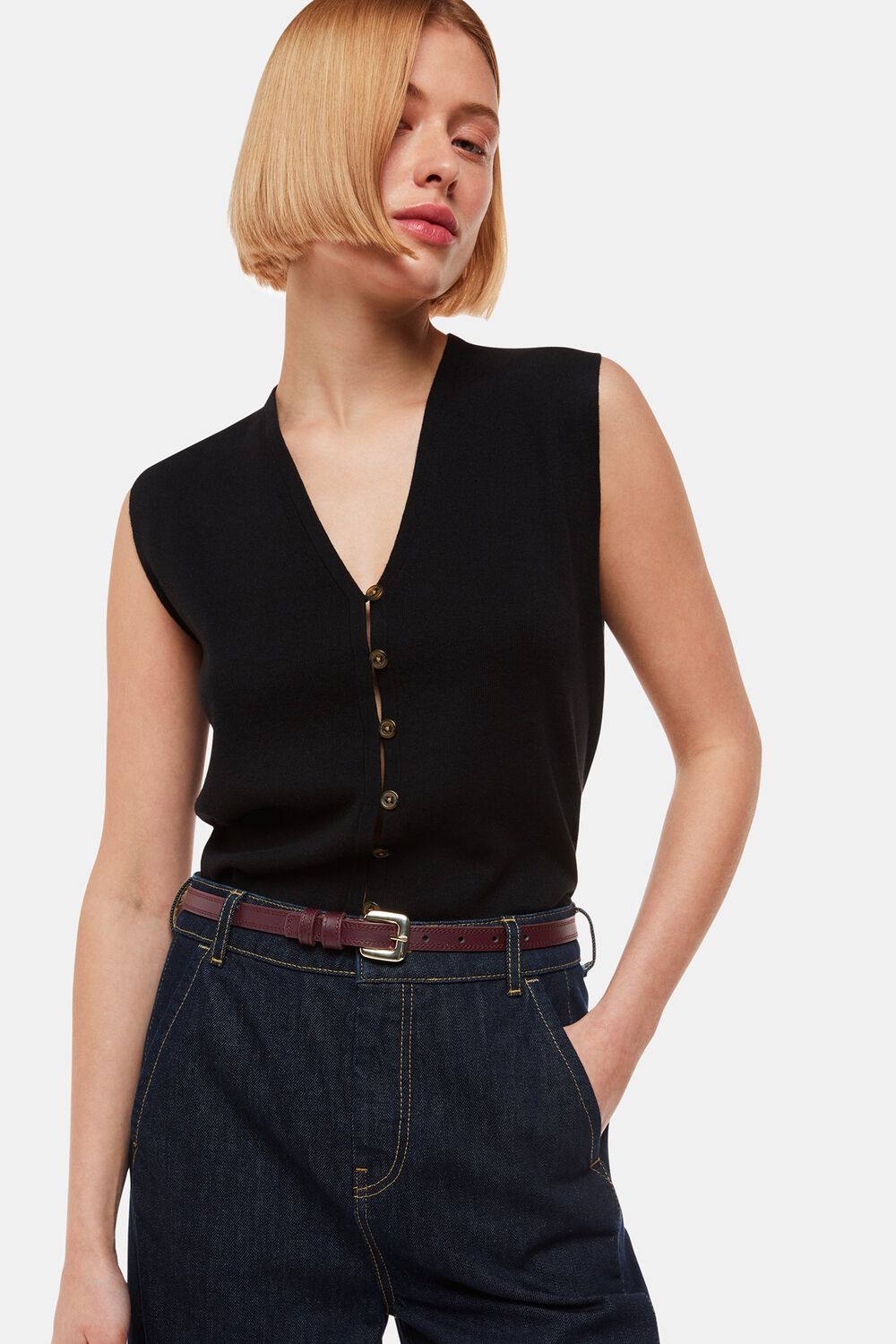 Plum Square Buckle Belt