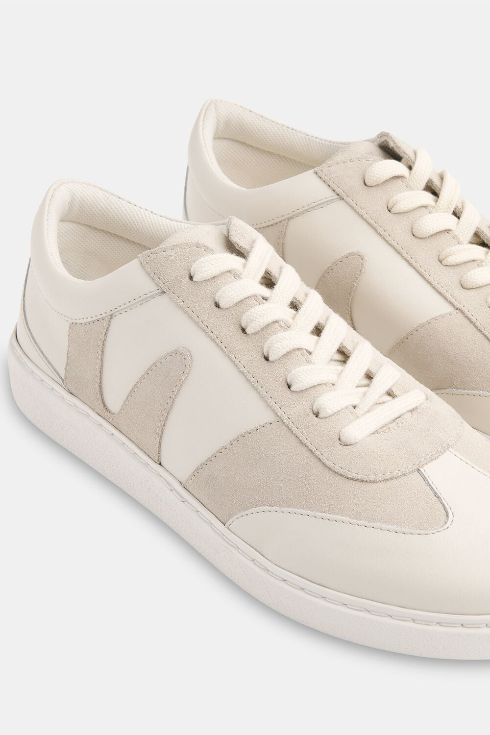 White Suede Leather Mix Trainer