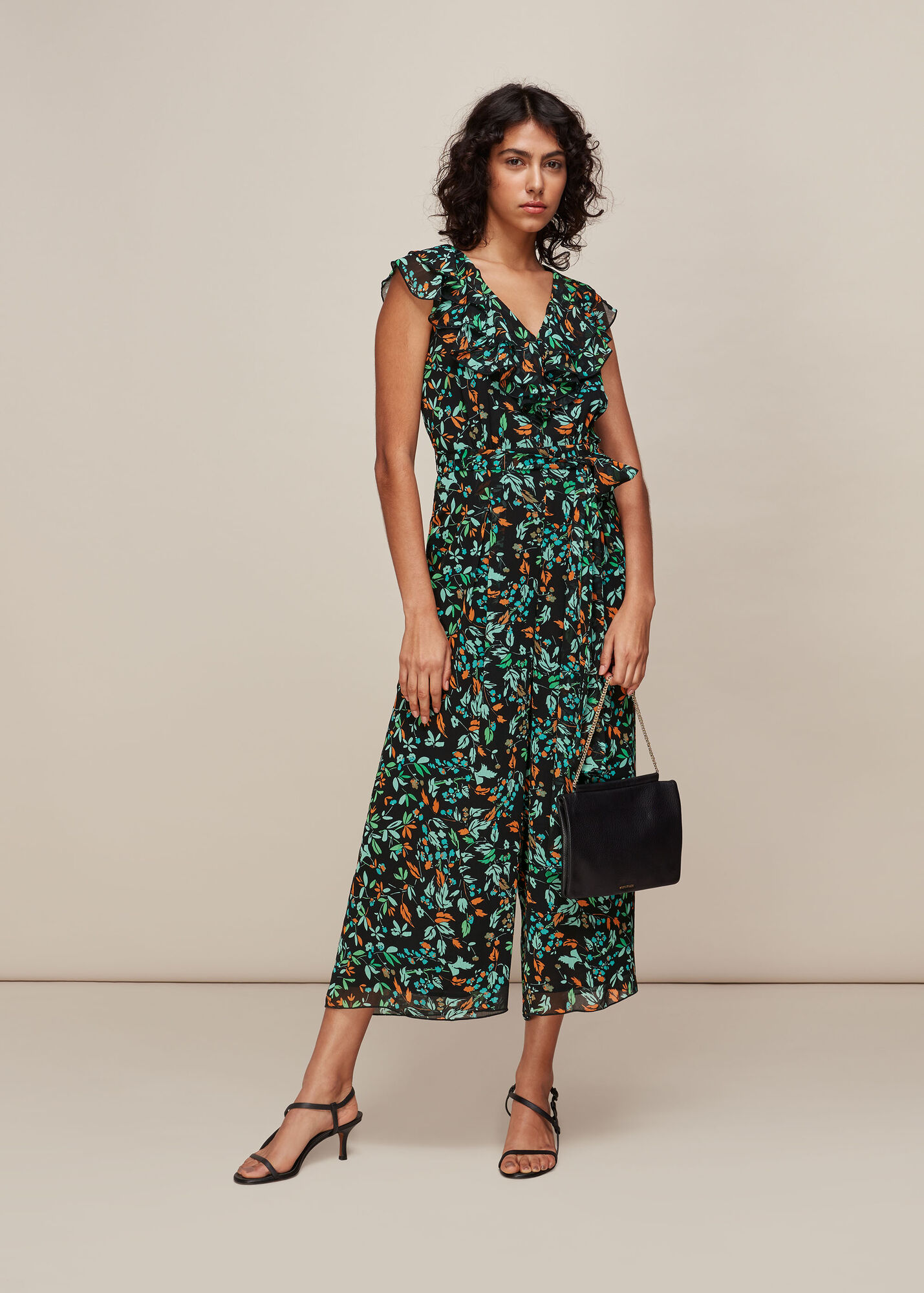 Black/Multi Forest Floral Print Jumpsuit WHISTLES