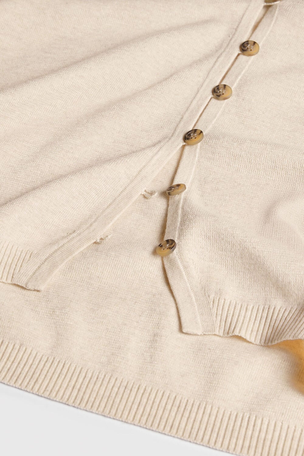 Oatmeal Short Sleeve Button Front Knit