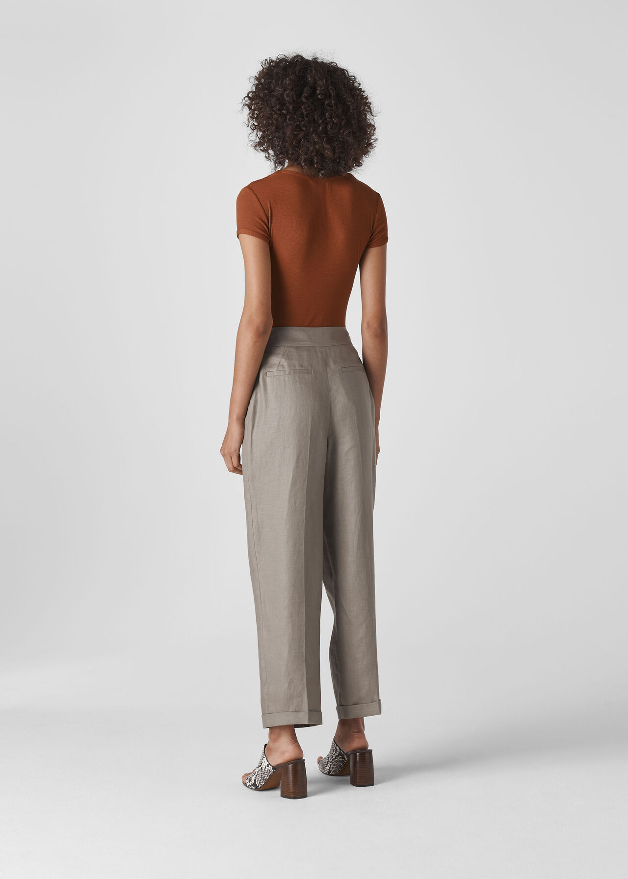 Grey Lydia Linen Pleated Trouser | WHISTLES