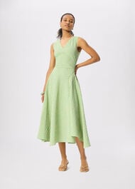 Check V Neck Asymmetric Dress
