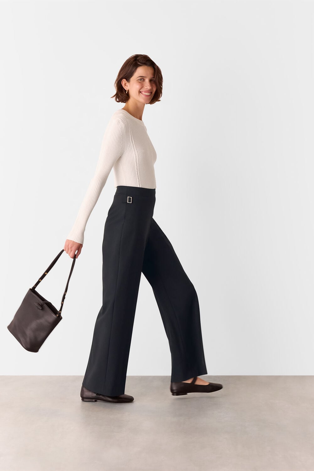 Wool Blend Tab Detail Trouser