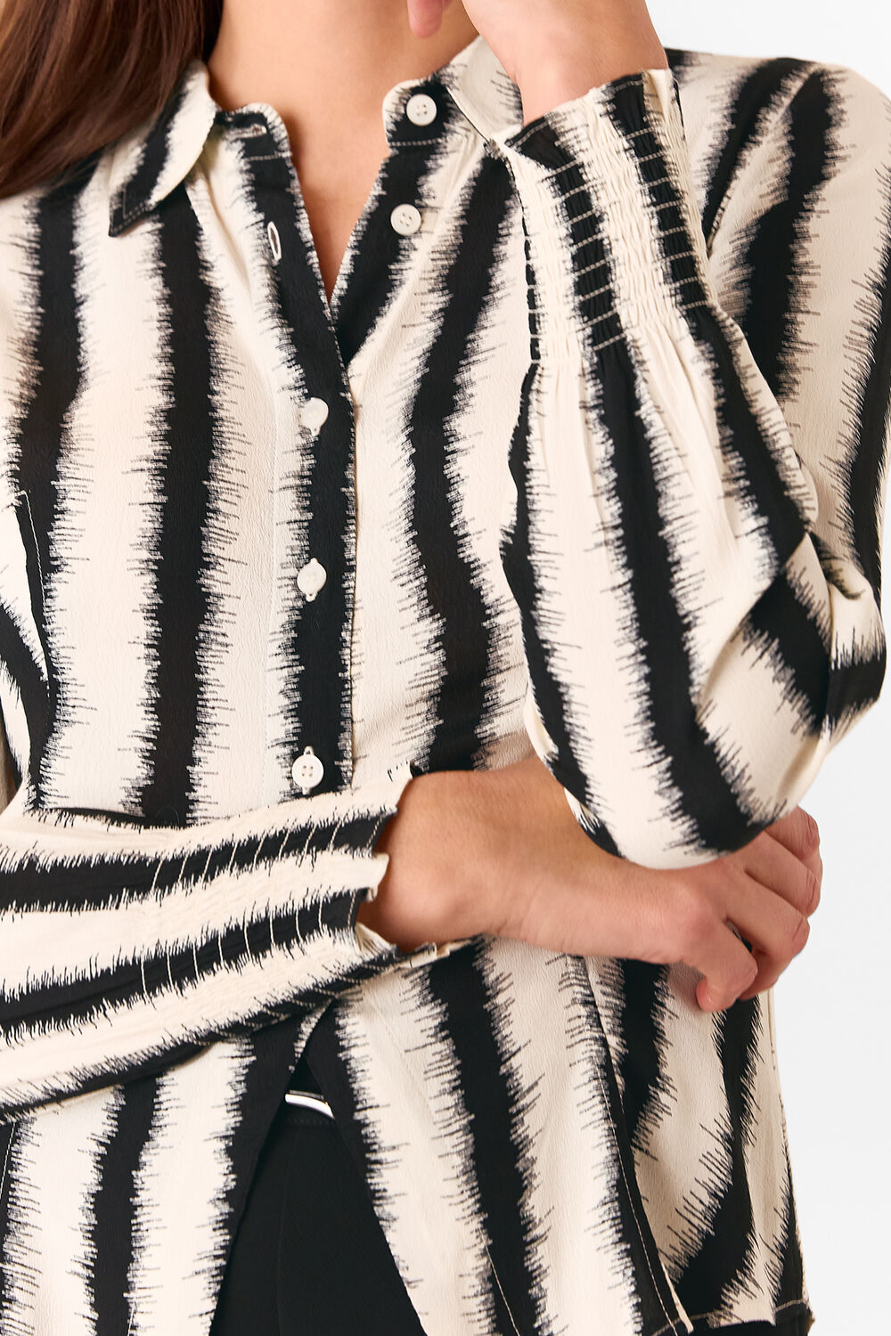 Ivory Petite Hazy Stripe Fitted Shirt
