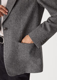 Herringbone Wool Blend Blazer