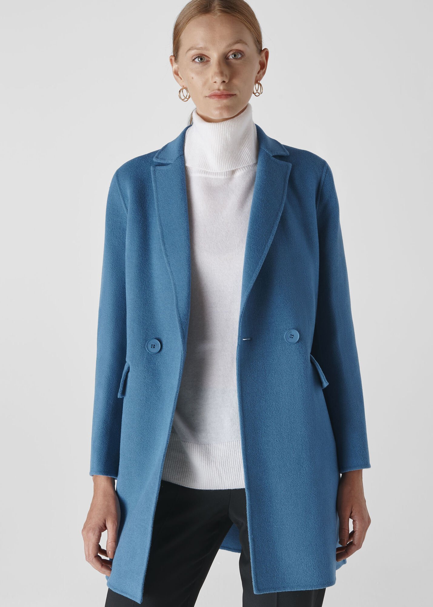Blue Double Faced Wool Coat WHISTLES