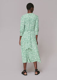 Shirred Wheat Floral Dress