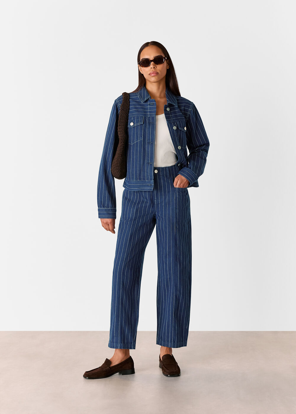 Pinstripe Denim Jacket