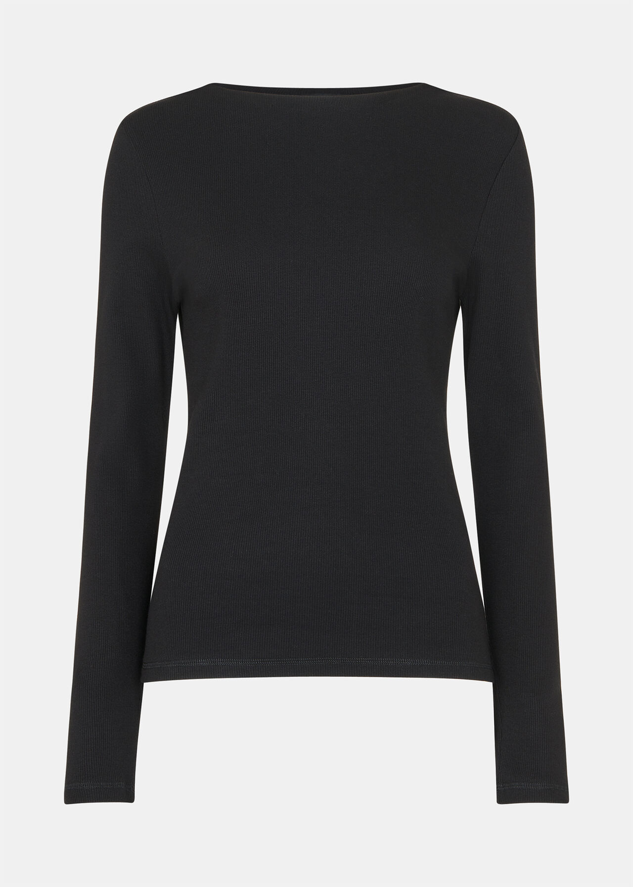 High Neck Long Sleeve Rib Top