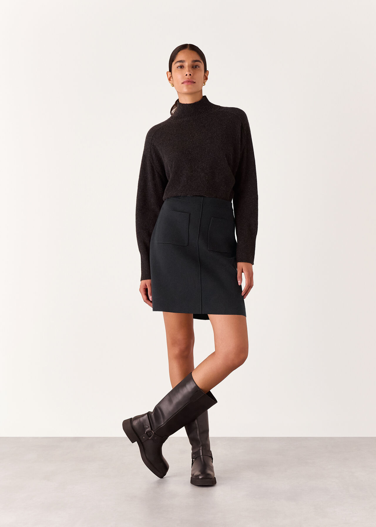 Patch Pocket Knitted Skirt