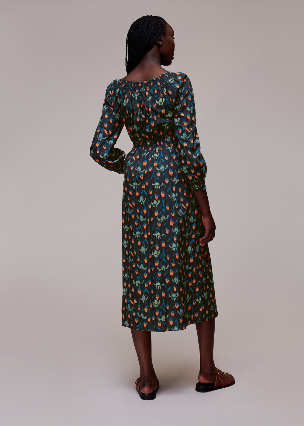 Tulips Print Poplin Midi Dress