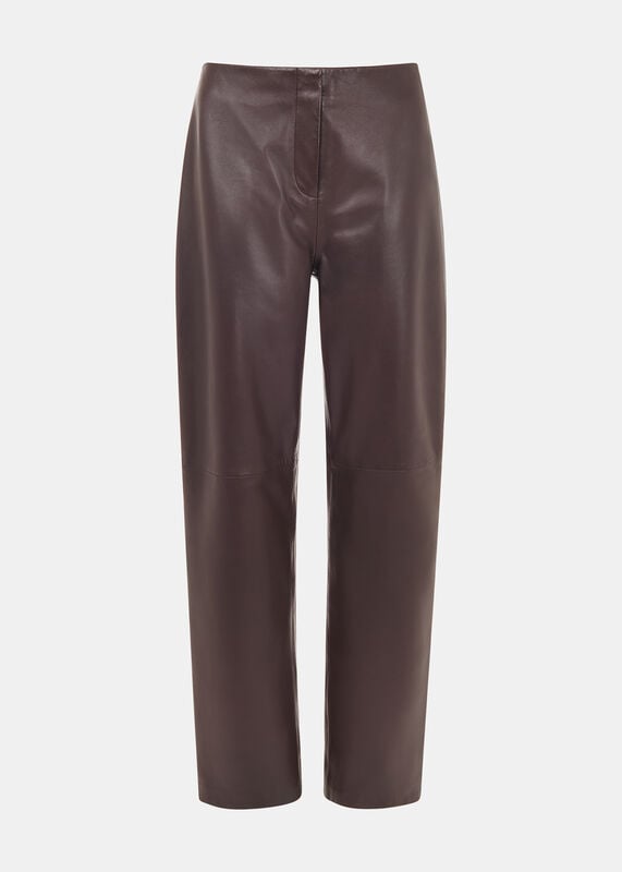 Chocolate Flat Front Leather Pants 