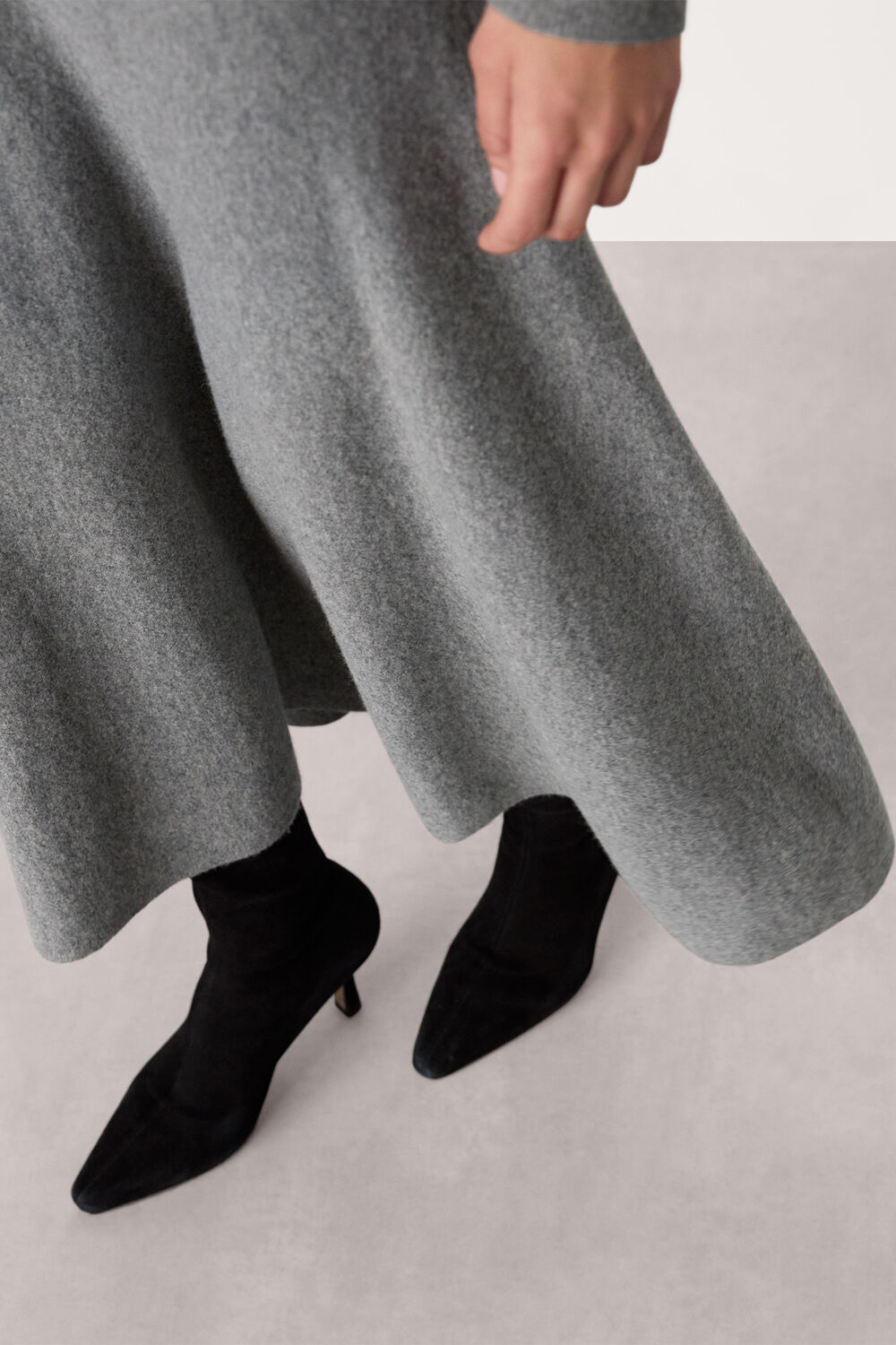 Grey Knitted Midi Skirt
