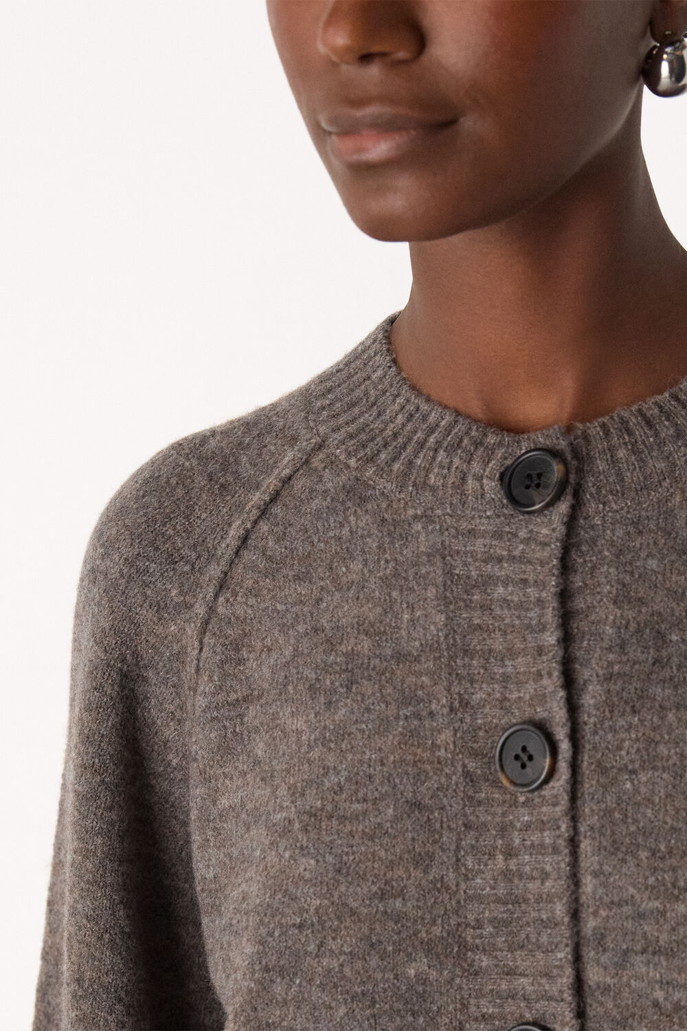 Wool Mix Crew Cardigan