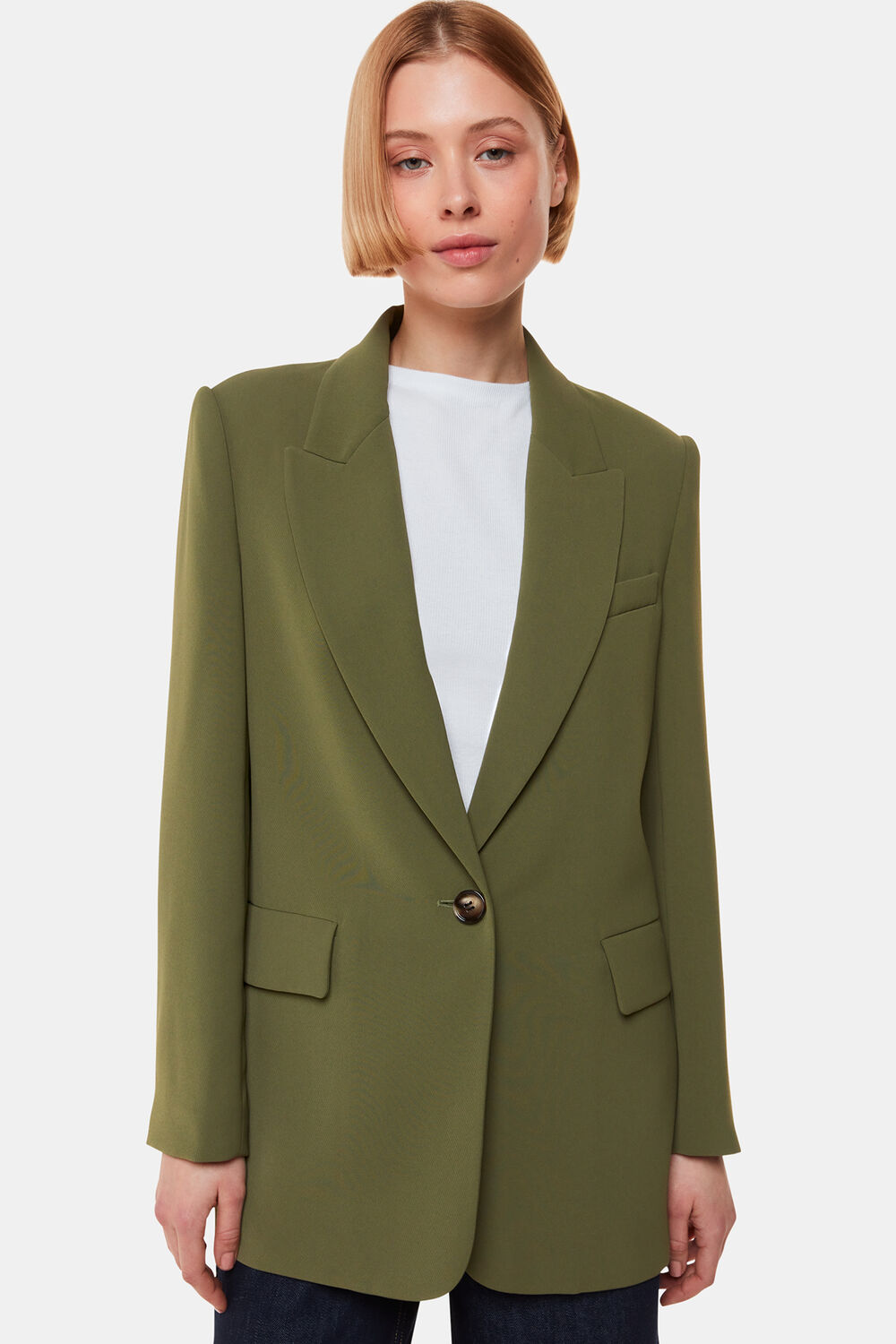 Khaki Crepe Boyfriend Blazer