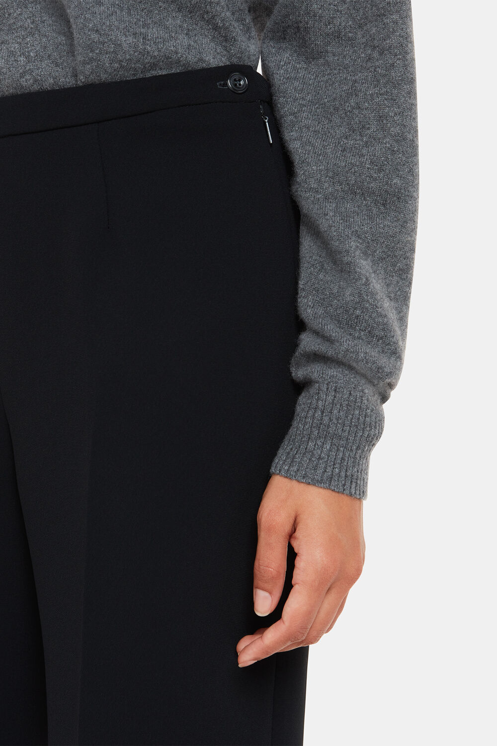Black Wide Leg Cropped Trouser