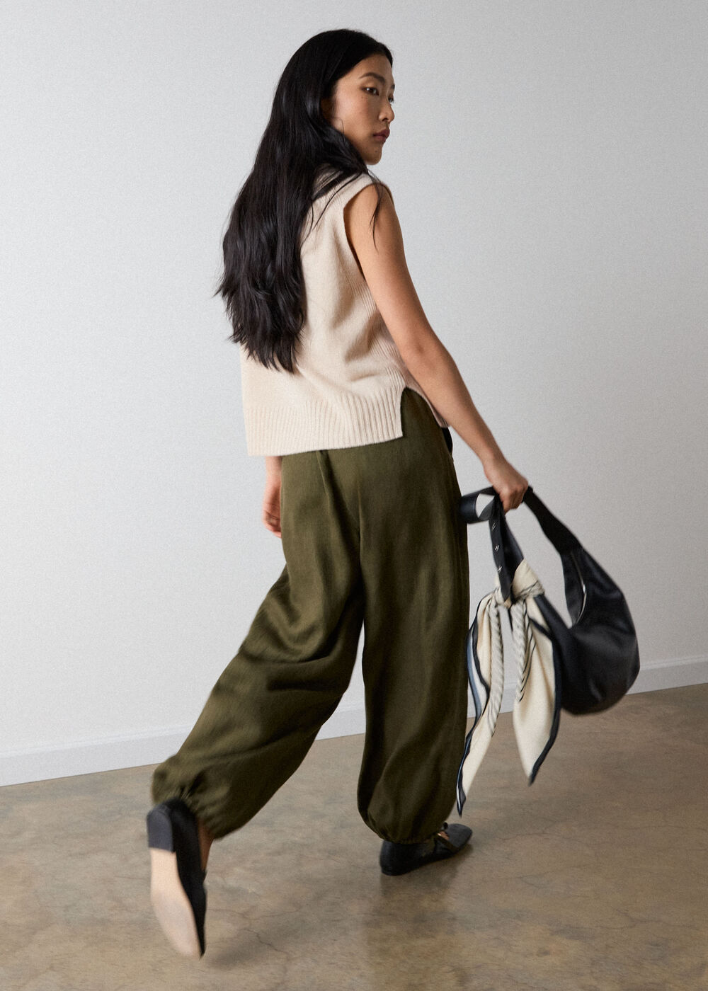Linen Balloon Hem Trousers