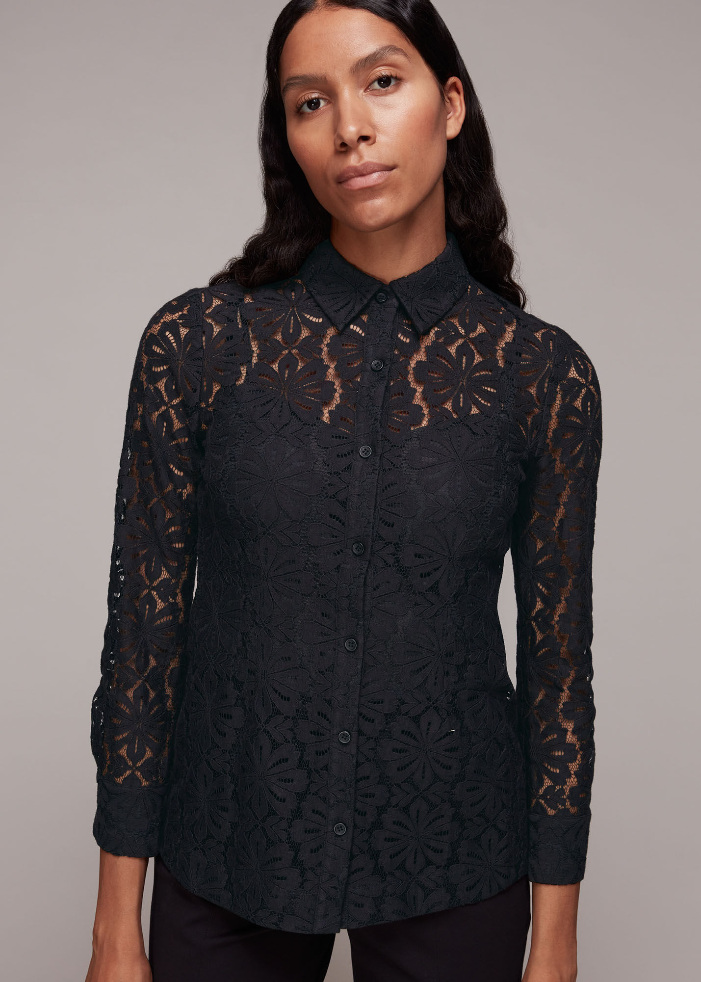 High neck sale lace shirt