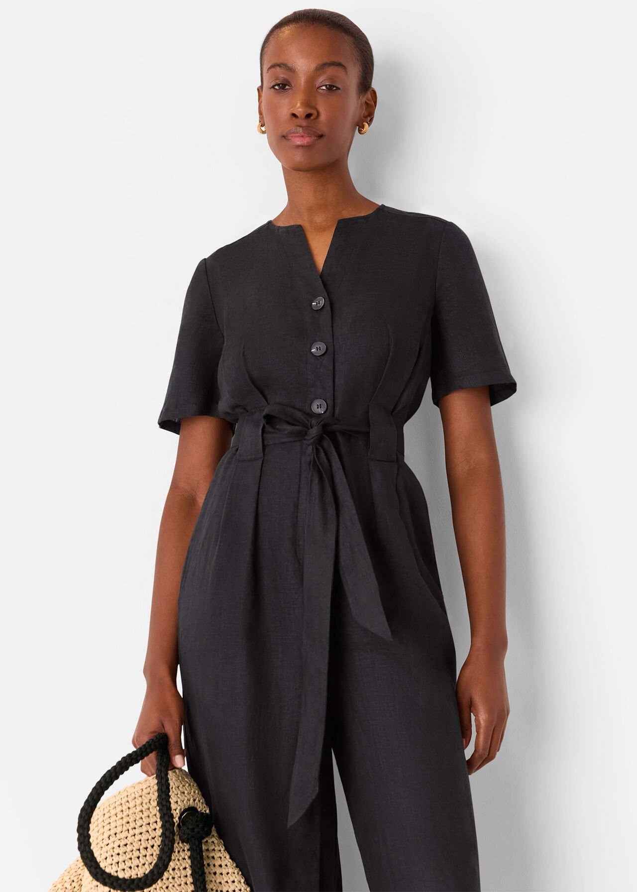 Petite Fiona Linen Button Jumpsuit