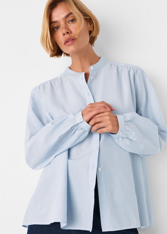 Pale Blue Silk Cotton Trapeze Shirt